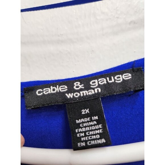 Cable & Gauge Womens Blue Mesh Shoulder Top Size 2X Short Dolman Sleeve Boxy - Picture 4 of 9